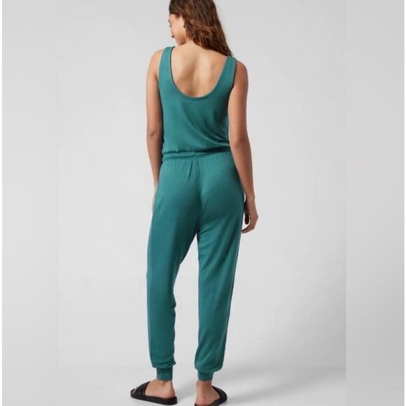 Athleta Balance Soft Tencel Jumpsuit Women's L/P Green Jogger - Picture 3 of 10